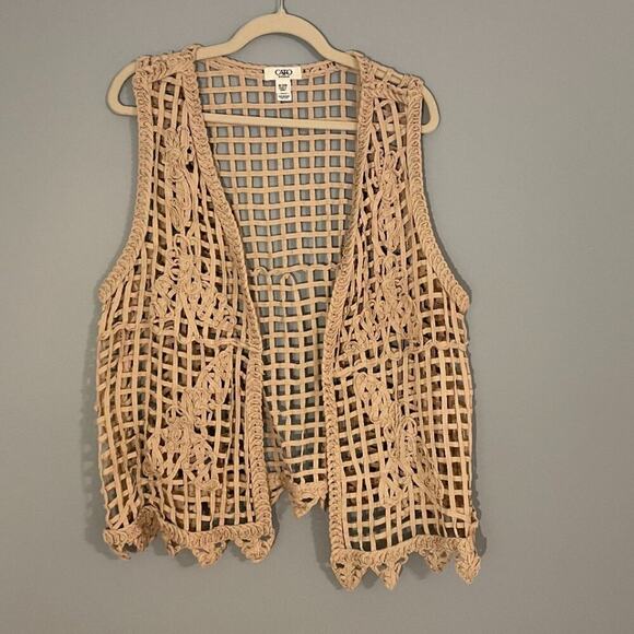 Cato Open Weave Macrame/Crochet Look Boho, Hippie, Cotton Open Vest Lagenlook 18 - Picture 5 of 12